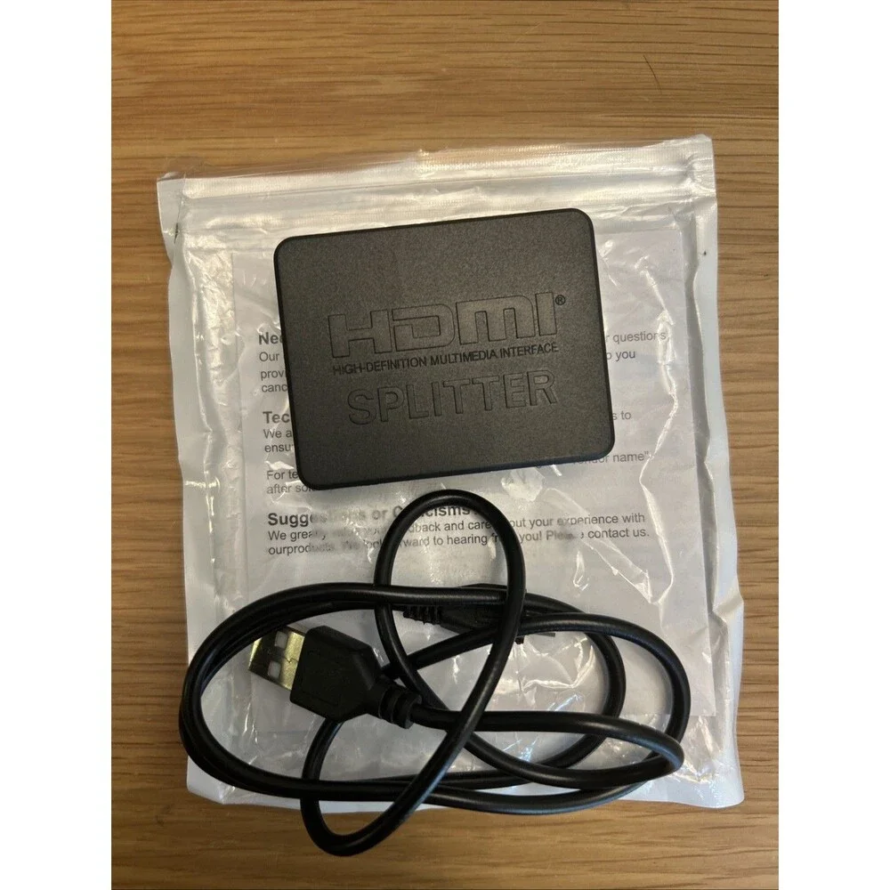HDMI Splitter 1 in 2 Out 4K with Audio Synchronization, Hub Black